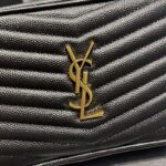 Saint Laurent YSL Women Mini Lou Quilted Leather Black Gold Zip Closure – Image 12