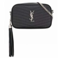 Saint Laurent YSL Women Mini Lou Quilted Leather Black Silver Zip Closure (11)