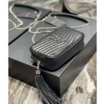 Saint Laurent YSL Women Mini Lou Quilted Leather Black Silver Zip Closure - Image 7