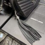 Saint Laurent YSL Women Mini Lou Quilted Leather Black Silver Zip Closure - Image 10