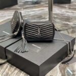 Saint Laurent YSL Women Mini Lou Quilted Leather Black Silver Zip Closure - Image 2