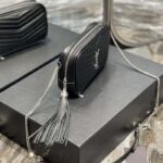 Saint Laurent YSL Women Mini Lou Quilted Leather Black Silver Zip Closure - Image 4