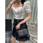 Saint Laurent YSL Women Mini Lou Quilted Leather Black Silver Zip Closure - Image 11