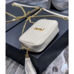 Saint Laurent YSL Women Mini Lou Quilted Leather White Gold Zip Closure – Image 6