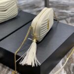 Saint Laurent YSL Women Mini Lou Quilted Leather White Gold Zip Closure – Image 7