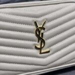 Saint Laurent YSL Women Mini Lou Quilted Leather White Gold Zip Closure – Image 10