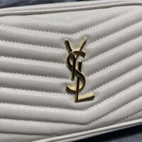 Saint Laurent YSL Women Mini Lou Quilted Leather White Gold Zip Closure (4)