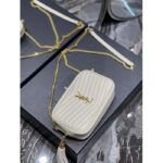 Saint Laurent YSL Women Mini Lou Quilted Leather White Gold Zip Closure – Image 8