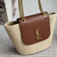 Saint Laurent YSL Women Mini Manon Raffia Aged Vegetable-Tanned Leather (3)