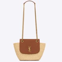 Saint Laurent YSL Women Mini Manon Raffia Aged Vegetable-Tanned Leather (3)