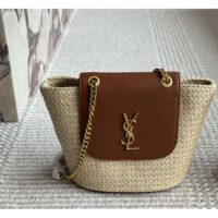 Saint Laurent YSL Women Mini Manon Raffia Aged Vegetable-Tanned Leather (3)