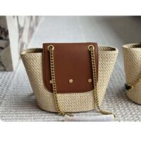 Saint Laurent YSL Women Mini Manon Raffia Aged Vegetable-Tanned Leather (3)