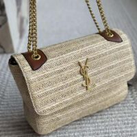 Saint Laurent YSL Women Niki Medium Chain Bag Raffia Leather (9)