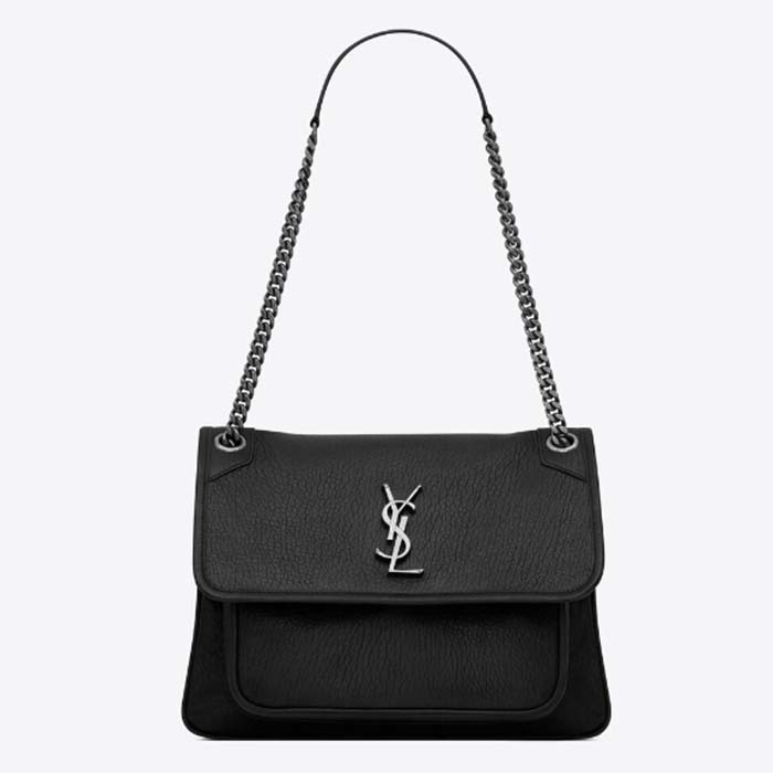 Saint Laurent YSL Women Niki Medium Grained Lamnskin Black