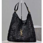 Saint Laurent YSL Women Oxalis Bag Raffia Macrame Black Brass - Imagen 2