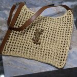 Saint Laurent YSL Women Oxalis Bag Raffia Viscose Beige Brass - immagine 5