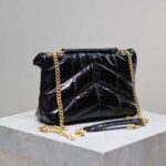 Saint Laurent YSL Women Puffer Small Nappa Leather Black Gold Lambskin - Imagen 2