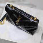 Saint Laurent YSL Women Puffer Small Nappa Leather Black Gold Lambskin - Imagen 4