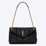 Saint Laurent YSL - Bolso de mano para mujer, pequeño, de piel de napa, negro y dorado, de piel de cordero