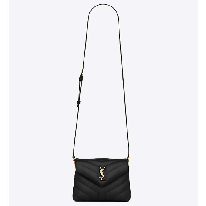 Saint Laurent YSL Women Toy Loulou Quilted Leather Black Calfskin Leather Gold