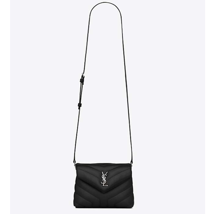 Saint Laurent YSL Women Toy Loulou Quilted Leather Black Calfskin Leather Silver