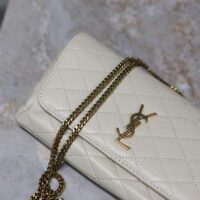 Saint Laurent YSL Women White Gaby Chain Phone Holder Quilted Lambskin Metal (10)