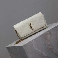 Saint Laurent YSL Women White Gaby Chain Phone Holder Quilted Lambskin Metal (10)