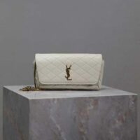 Saint Laurent YSL Women White Gaby Chain Phone Holder Quilted Lambskin Metal (10)