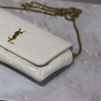 Saint Laurent YSL Women White Gaby Chain Phone Holder Quilted Lambskin Metal (10)