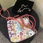 Chanel Women CC 22 Small Handbag Lace Patchwork Gold-Tone Metal Multicolor - immagine 5