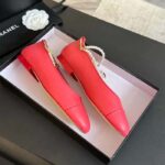 Chanel Women CC Ballet Flats Lambskin Metal Imitation Pearls Dark Pink – Image 3