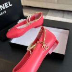Chanel Women CC Ballet Flats Lambskin Metal Imitation Pearls Dark Pink – Image 9