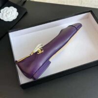 Chanel Women CC Ballet Flats Lambskin Metal Imitation Pearls Purple (2)