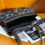 Chanel Women CC Classic 11.12 Handbag Printed Fabric Gold-Tone Metal Black Multicolor – Image 11