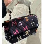 Chanel Women CC Classic 11.12 Handbag Printed Fabric Gold-Tone Metal Black Multicolor – Image 6