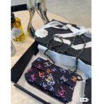 Chanel Women CC Classic 11.12 Handbag Printed Fabric Gold-Tone Metal Black Multicolor – Image 9