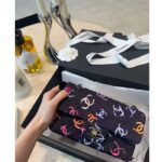 Chanel Women CC Classic 11.12 Handbag Printed Fabric Gold-Tone Metal Black Multicolor – Image 10