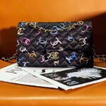Chanel Women CC Classic 11.12 Handbag Printed Fabric Gold-Tone Metal Black Multicolor – Image 4