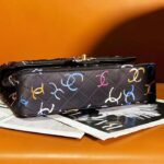 Chanel Women CC Classic 11.12 Handbag Printed Fabric Gold-Tone Metal Black Multicolor – Image 8