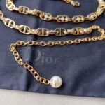 Dior CD Women 30 Montaigne Jolie Chain Belt Gold White Resin Pearls 10 MM - Image 8