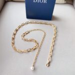 Dior CD Women 30 Montaigne Jolie Chain Belt Gold White Resin Pearls 10 MM - Image 7