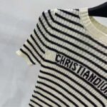 Dior CD Women Dioriviera Short-Sleeved Sweater White Navy Blue Cotton Ribbed Knit - Image 4