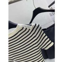 Dior CD Women Dioriviera Short-Sleeved Sweater White Navy Blue Cotton Ribbed Knit (7)