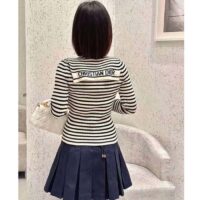 Dior CD Women Dioriviera Straight Dress White Navy Blue Cotton Ribbed Knit Marinière (6)