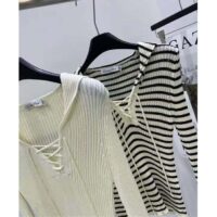 Dior CD Women Dioriviera Straight Dress White Navy Blue Cotton Ribbed Knit Marinière (6)