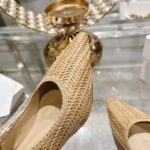 Dior CD Women J'Adior Slingback Pump Natural Raffia Flat Bow - Image 9