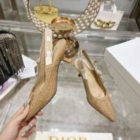 Dior CD Women J’Adior Slingback Pump Natural Raffia Flat Bow (2)