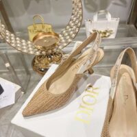 Dior CD Women J’Adior Slingback Pump Natural Raffia Flat Bow (2)