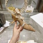 Dior CD Women J'Adior Slingback Pump Natural Raffia Flat Bow - Image 6