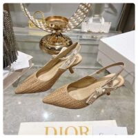 Dior CD Women J’Adior Slingback Pump Natural Raffia Flat Bow (2)